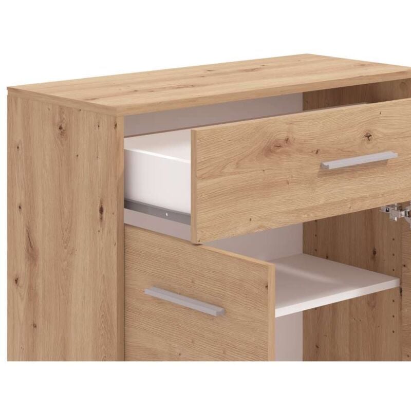 foto del prodotto rovere - mobile multiuso minimalista - 80,5x33x80,5 cm - 2 ante e cassetto