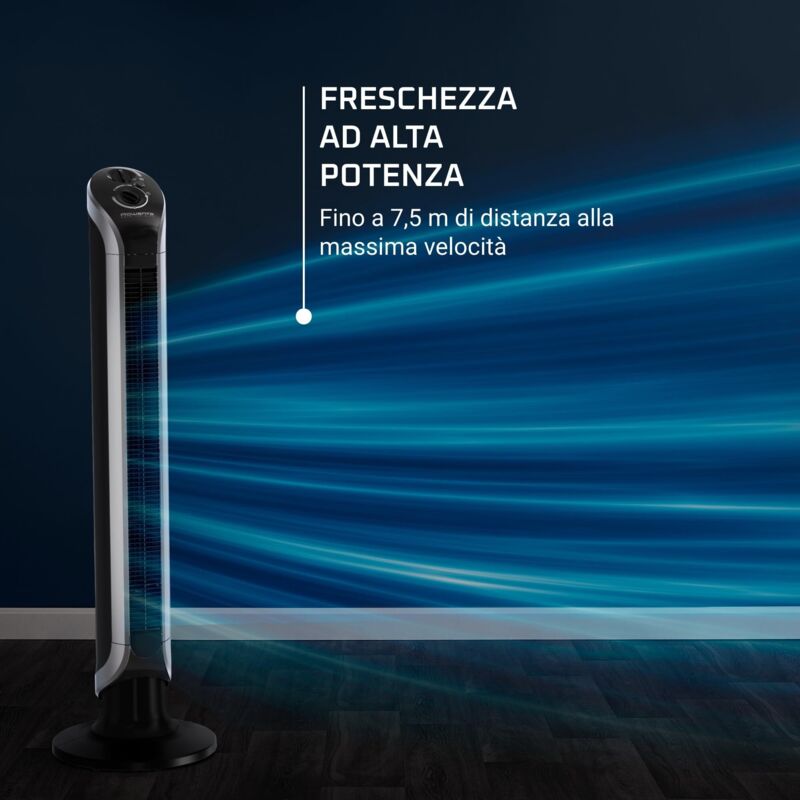 foto del prodotto rowenta eole infinite ventilatore a torre, potente e silenzioso, risparmio energetico, fino a 3 velocit , oscillazione fino a 180 , timer, vu6620