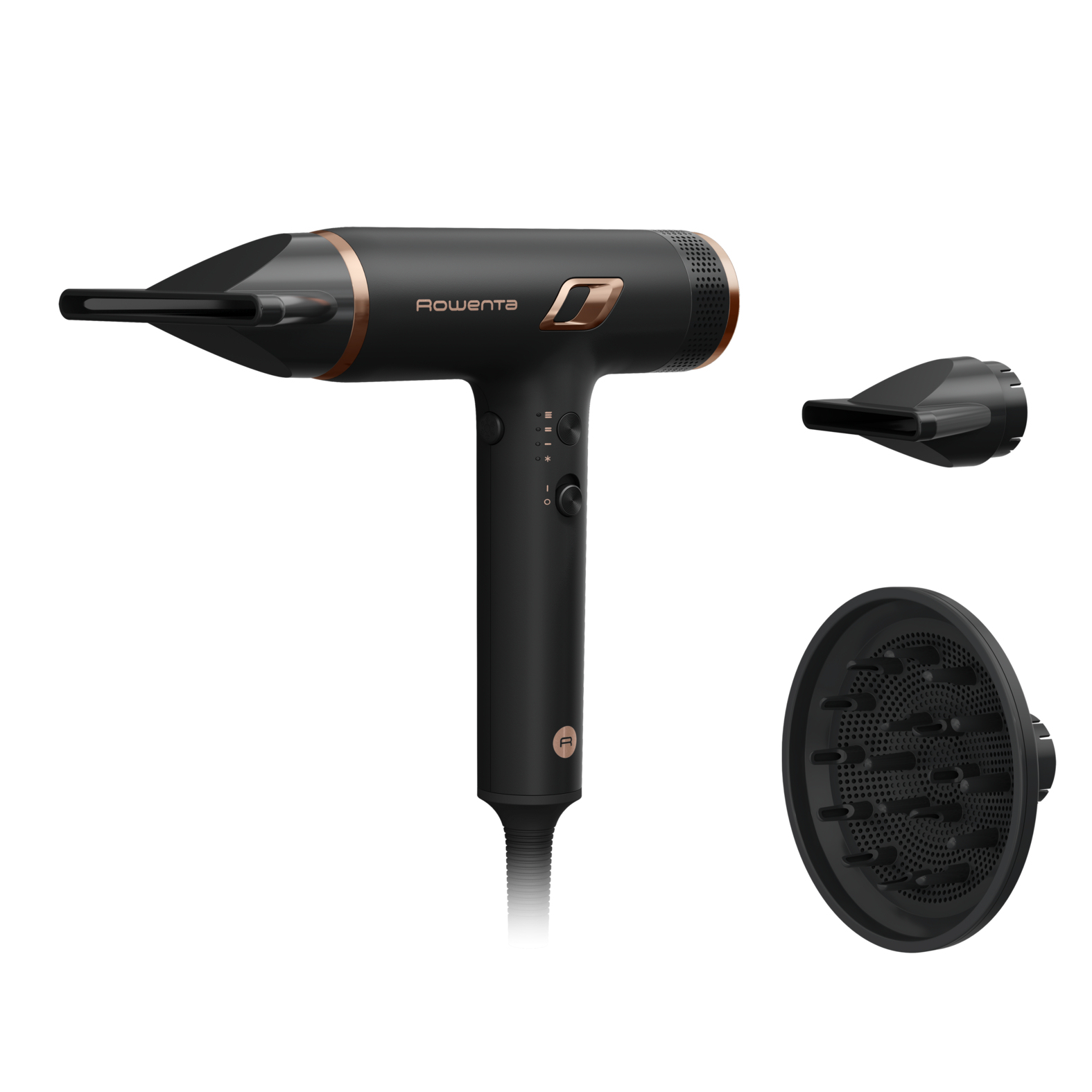 foto del prodotto rowenta nano asciugacapelli brushless compatto ad alta velocit , boost di ioni antistatici e sensore di temperatura per capelli setosi e luminosi, 3 impostazioni di velocit temperatura, hy8310