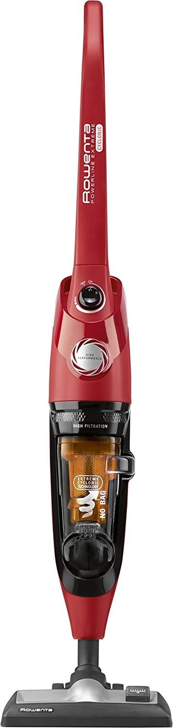 foto del prodotto rowenta rh8133 powerline extreme bagless, scopa elettrica senza sacco, filtraggio elevato, tecnologia ciclonica, modello rosso