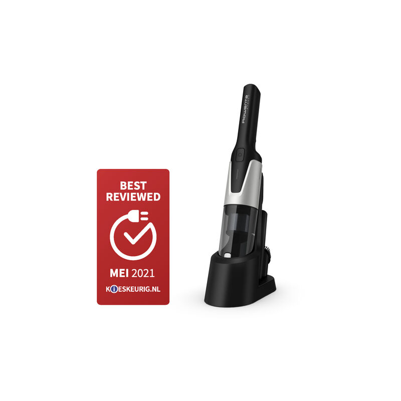 foto del prodotto rowenta x touch, ac9736, aspirapolvere portatile, compatto e leggero, motore digitale, base di carica, sistema di svuotamento semplice e igienico,