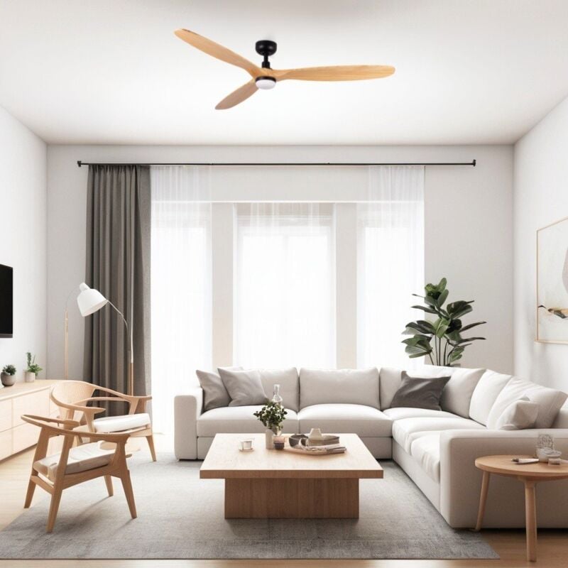 foto del prodotto rowind l ventilatore da soffitto nero pino con luce 152 cm