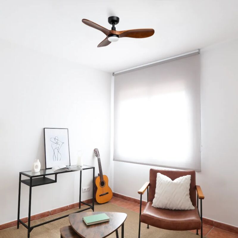 foto del prodotto rowind ventilatore nero noce con luce 90