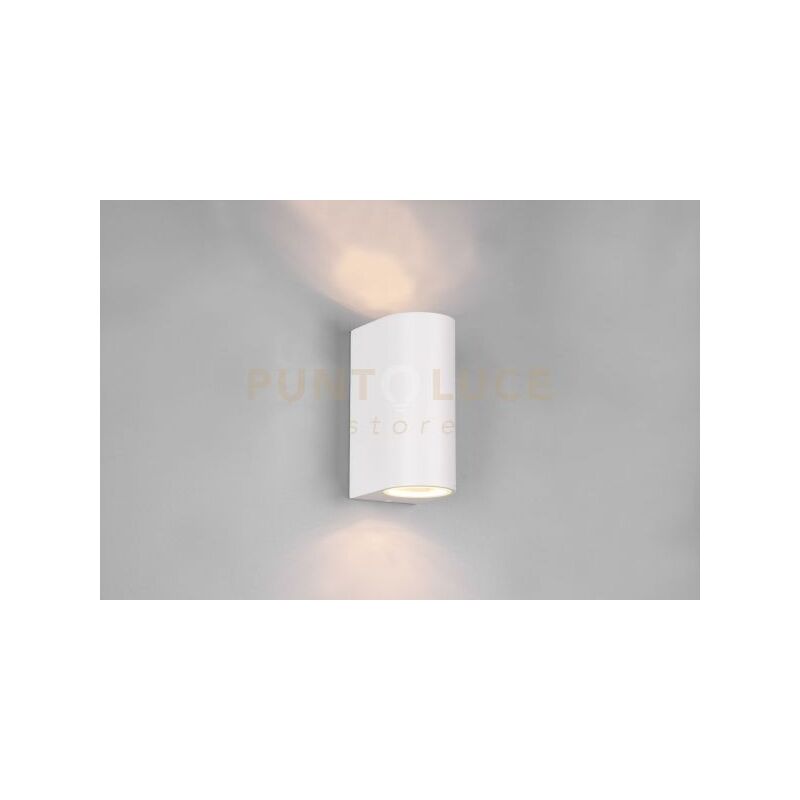 foto del prodotto roya applique da esterno fusione alluminio stondata bianca a bi emissione ip44 h.15cm 2 luci attacco gu10