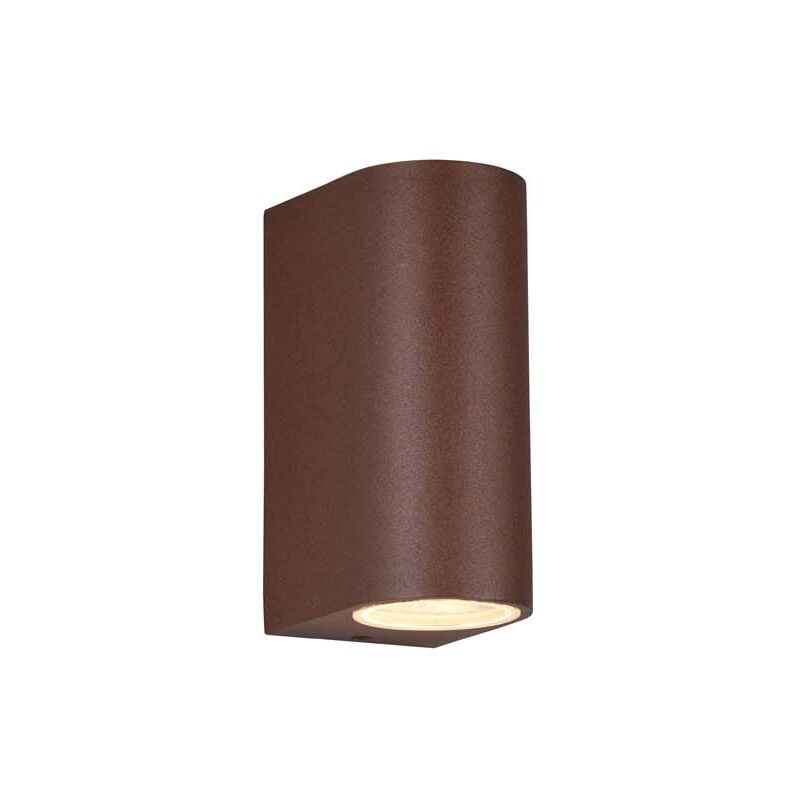 foto del prodotto roya applique da esterno fusione alluminio stondata ruggine a biemissione ip44 h.15cm
