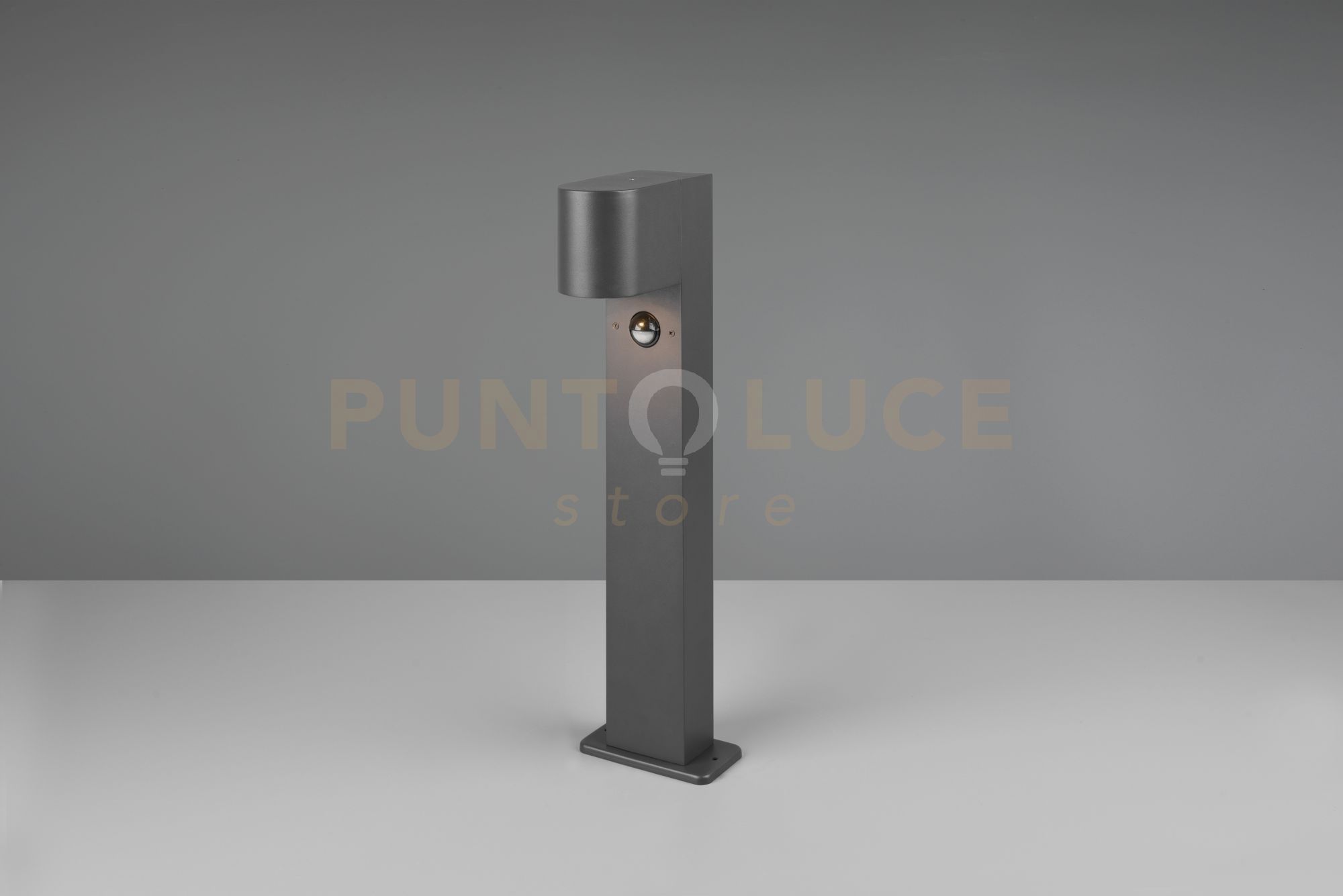 foto del prodotto roya palo da esterno fusione alluminio stondata antracite con sensore di movimento ip44 h.50cm 1 luce attacco e27