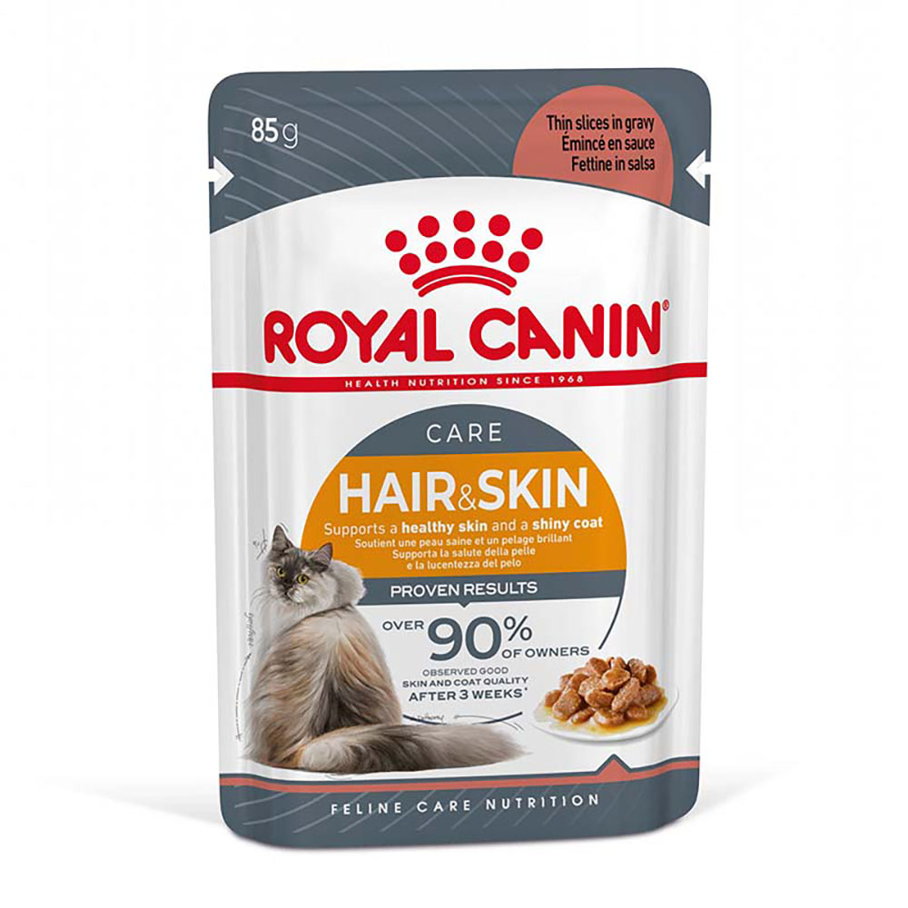 foto del prodotto royal canin hair skin care umido in salsa per gatti 12 x 85 g
