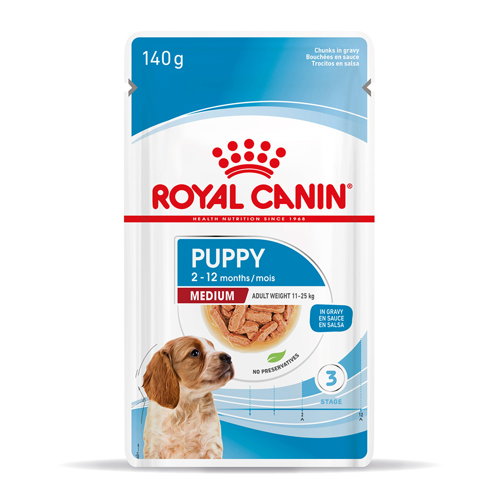 foto del prodotto royal canin medium puppy crocchette per cane - come integrazione 20 x 140 umido royal canin medium puppy in salsa