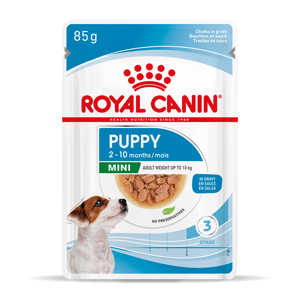 foto del prodotto royal canin mini puppy umido in salsa per cane 12 x 85 g