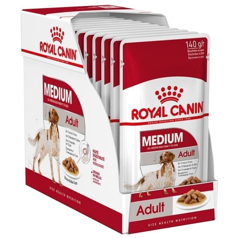 foto del prodotto royal canin shn medium adult in salsa - cibo umido per cani adulti - 10 x 140 g
