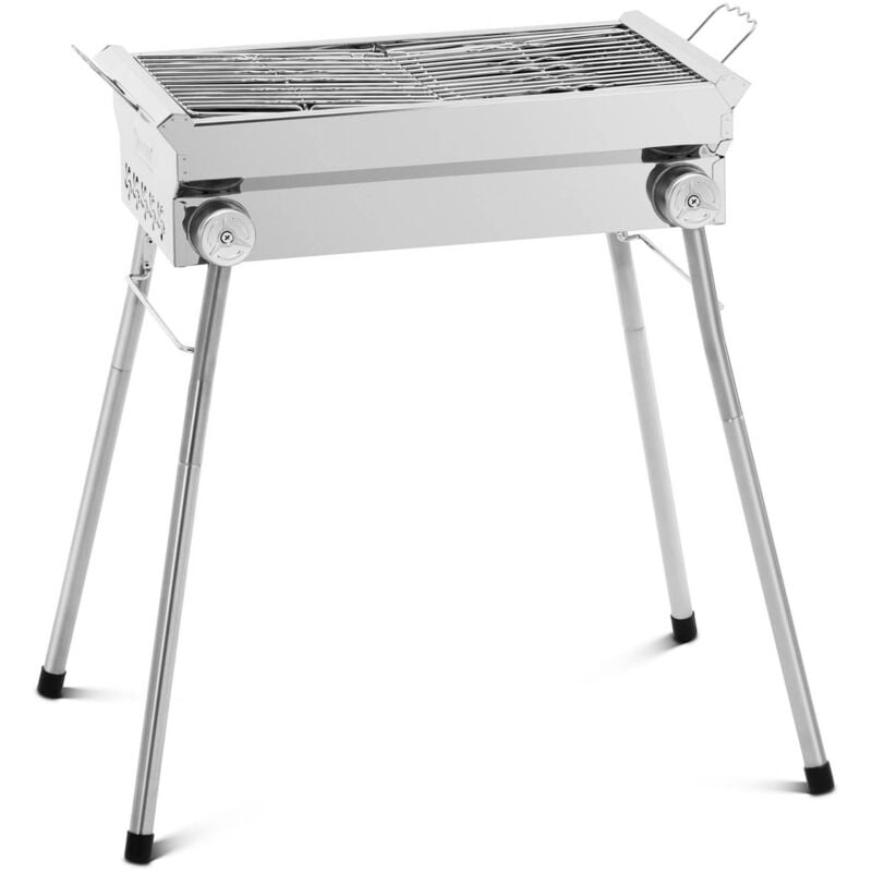 foto del prodotto royal catering barbecue a carbonella ripiano e griglia pieghevole 43 x 25 cm acciaio inox,