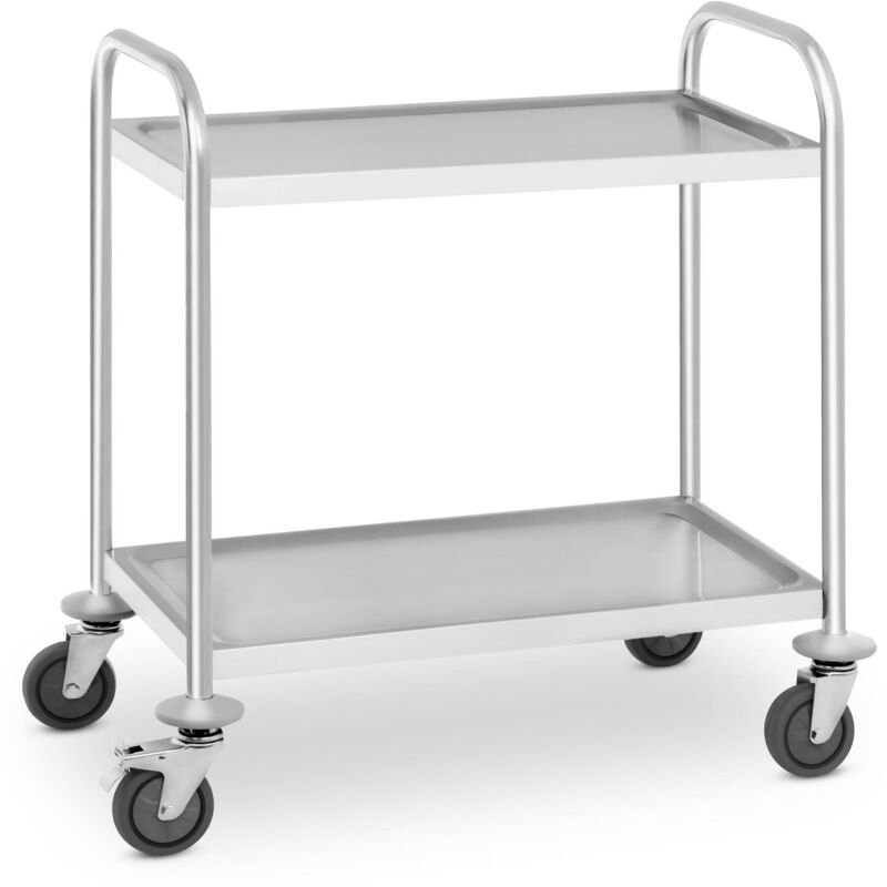 foto del prodotto royal catering carrello inox di servizio per cucina in acciaio ruote 2 ripiani fino a 150 kg