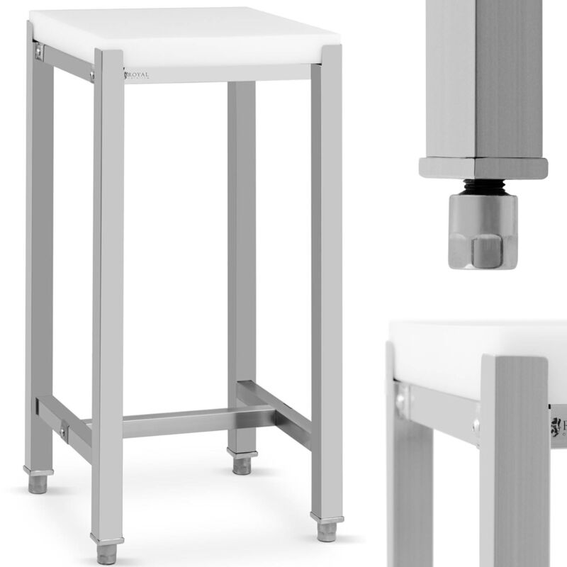 foto del prodotto royal catering ceppo da macellaio in legno tagliere per carne 40 x 40 cm acciaio inox