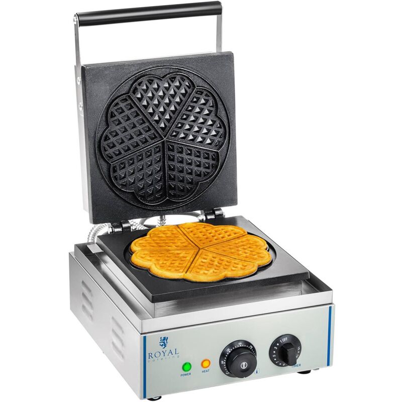 foto del prodotto royal catering cialdiera per waffel a cuore alloggiamento in acciaio inox e piastra in ghisa