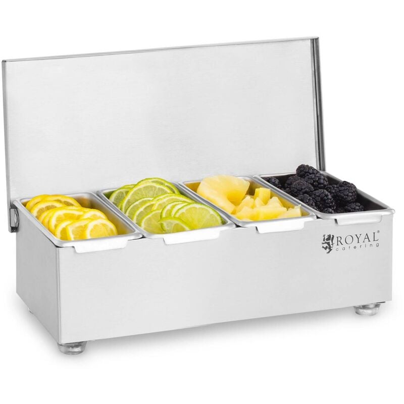 foto del prodotto royal catering contenitore portacondimenti acciaio inox 4 x 450 ml 14 5 x 7 65 x 7 2 cm 1 8 l