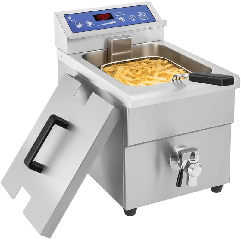 foto del prodotto royal catering friggitrice a induzione 10 litri 1 vasca rubinetto di scarico timer integrato