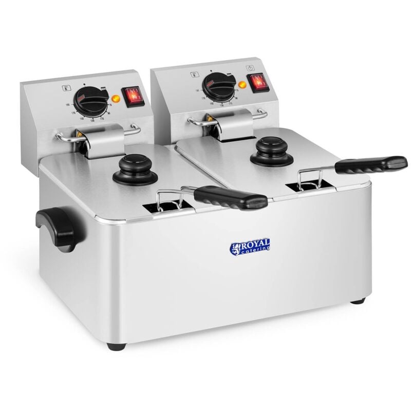 foto del prodotto royal catering friggitrice elettrica doppia nuova inox professionale 2x2,5kw monofase 2x8 litri