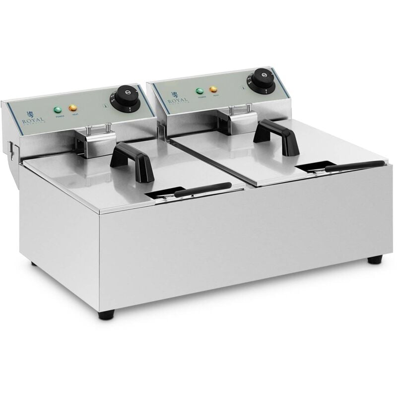 foto del prodotto royal catering friggitrice elettrica doppia professionale capacita max. 2 x 10 l e 2 x 3200 w