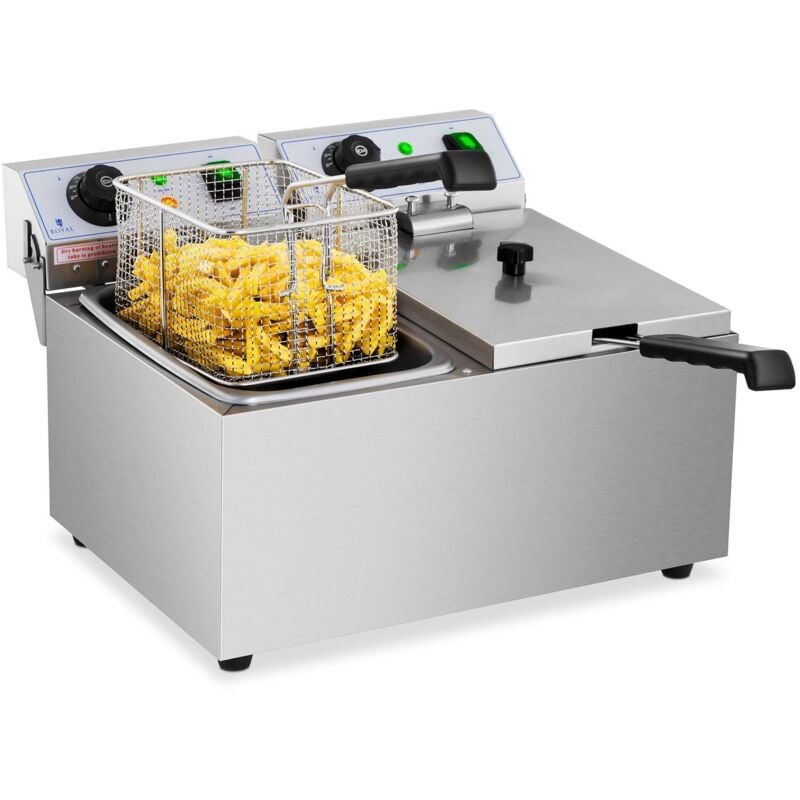 foto del prodotto royal catering friggitrice elettrica professionale con zona fredda in acciaio inox 2x8 l 3200 w