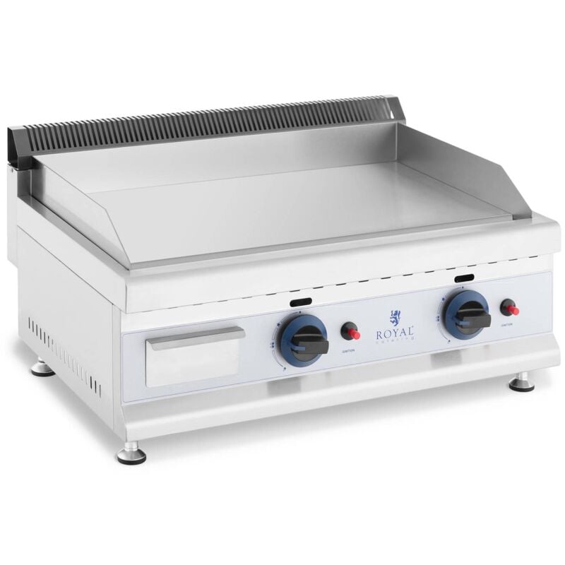 foto del prodotto royal catering griglia fry top a gas piastra acciaio liscia 60x40 cm 2x3100 w gas naturale