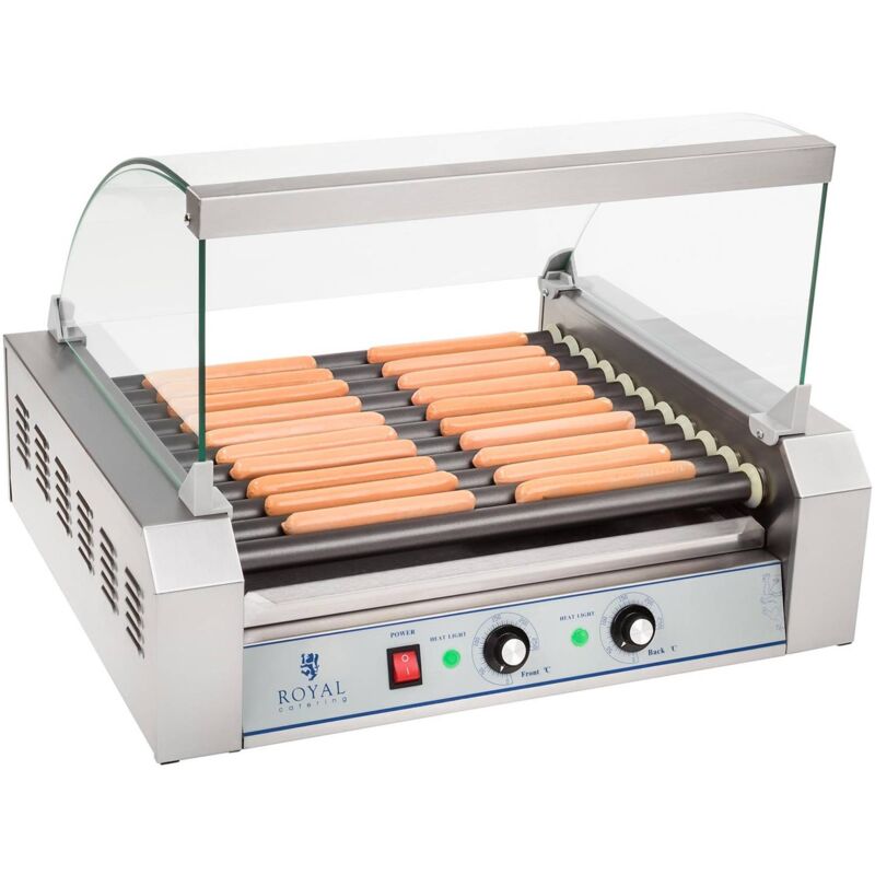 foto del prodotto royal catering griglia hot dog macchina cuoci wurstel professionale 11 tubi rotanti teflon