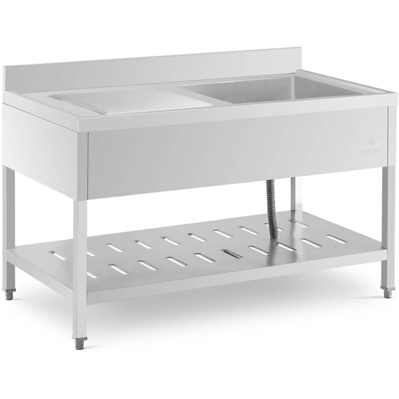 foto del prodotto royal catering lavello in acciaio inox con ripiano 140 x 70 cm