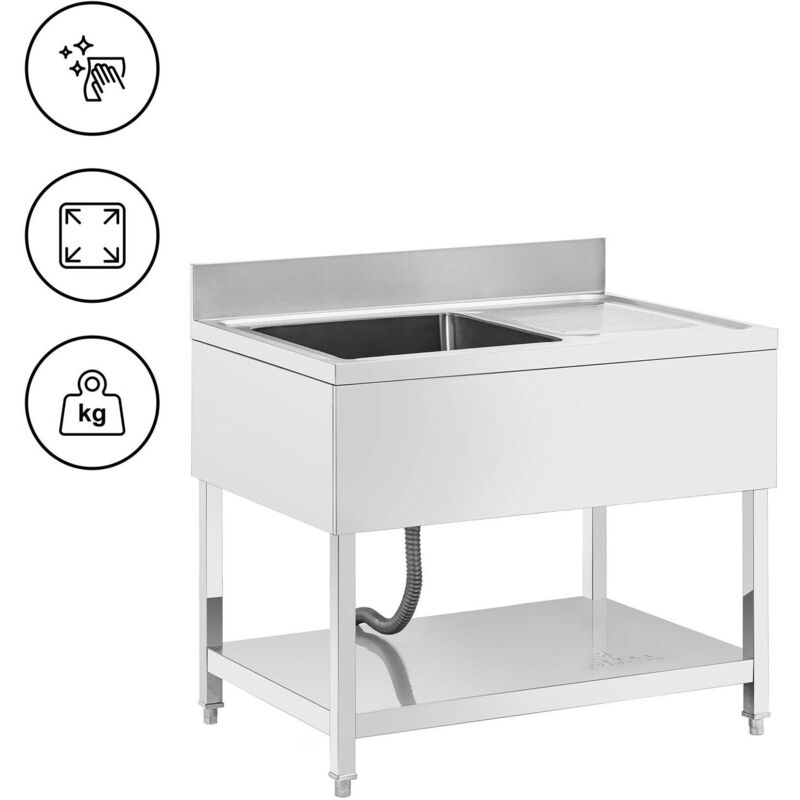foto del prodotto royal catering lavello per cucina professionale 1 vasca acciaio inox 100 x 70 x 97 cm 