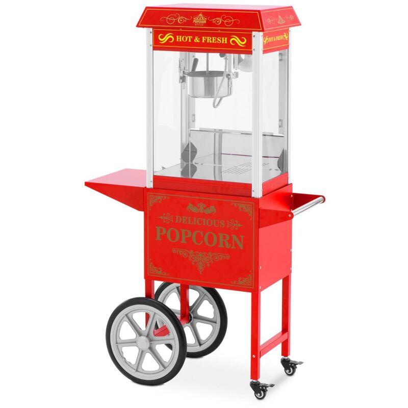foto del prodotto royal catering macchina per popcorn con carretto design retr rossa carretto pop corn