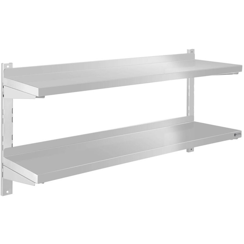 foto del prodotto royal catering mensola da parete in acciaio inox 120 x 30 cm incluso materiale di fissaggio