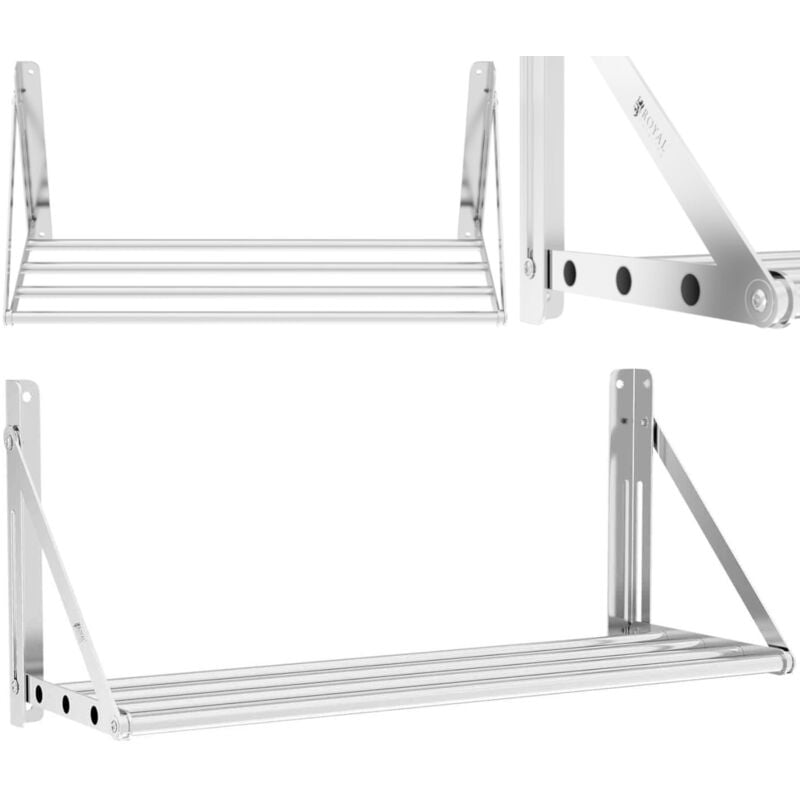 foto del prodotto royal catering mensola da parete pieghevole in acciaio inox fino a 40 kg 80 x 30 cm