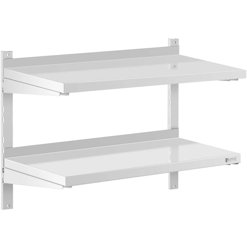 foto del prodotto royal catering mensola in acciaio inox doppia per cucina 2 ripiani scaffale a parete 80 x 40 cm