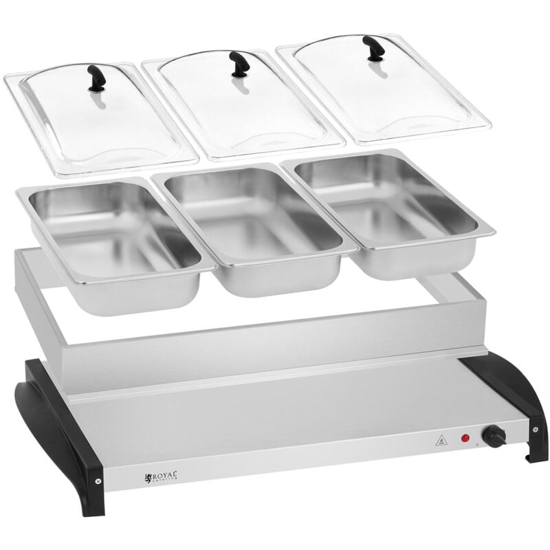 foto del prodotto royal catering piano caldo piano caldo elettrico scaldavivande per buffet 3 x 2 l 400 w nuovo