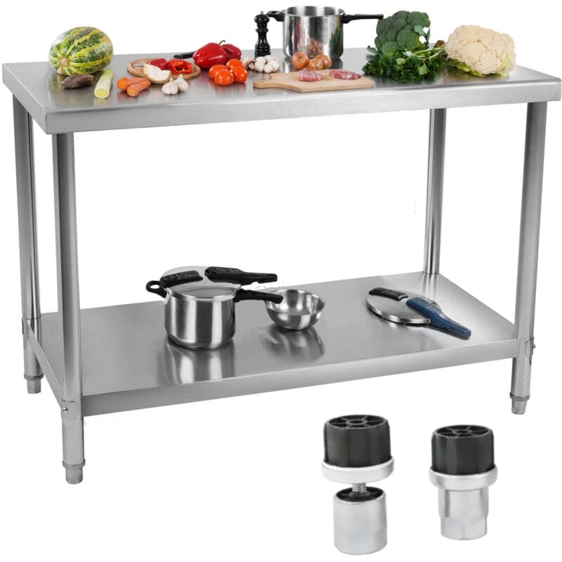 foto del prodotto royal catering - piano di lavoro banco da lavoro tavolo professionale acciaio inox 120x70x87 5cm