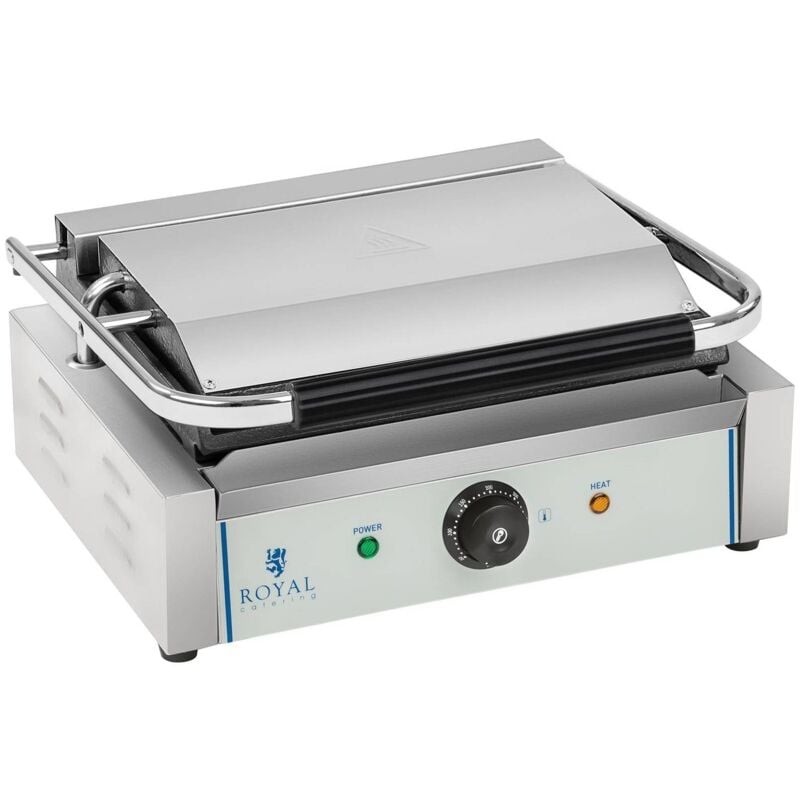 foto del prodotto royal catering piastra bar panini in ghisa singola rigata professionale toast media 2200 w