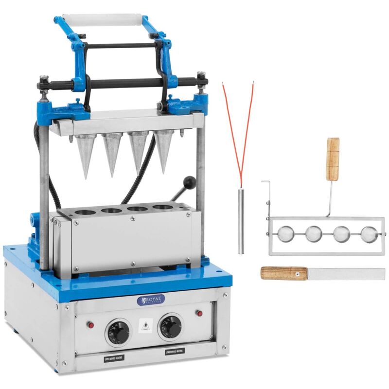 foto del prodotto royal catering piastra per coni gelato macchine per coni e cialde 4200 w 4 coni 100 120 stk h