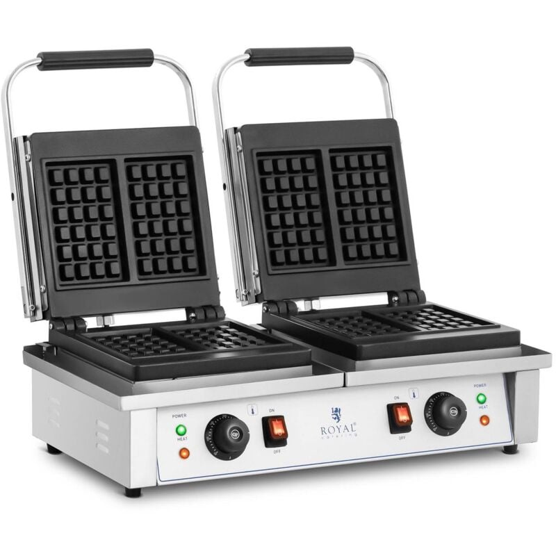 foto del prodotto royal catering piastra per waffle doppia piastra per cialde belga 2 x 2.000 w