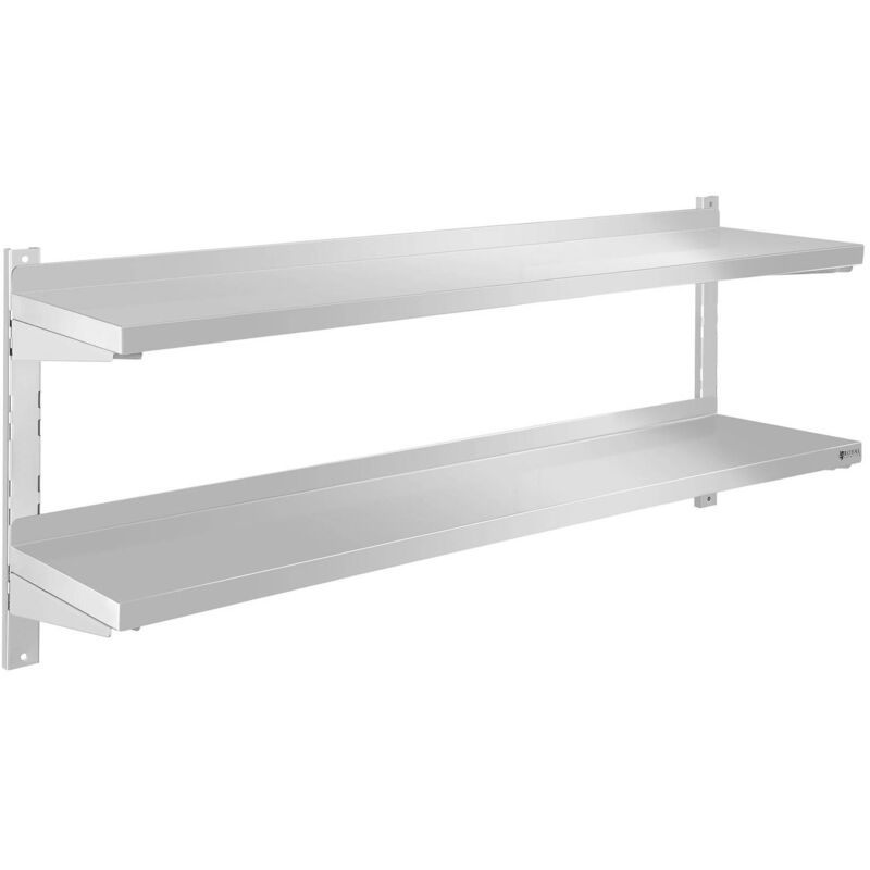 foto del prodotto royal catering ripiano in acciaio inox 140x30cm spessore bordo 3 5cm set di fissaggio incl