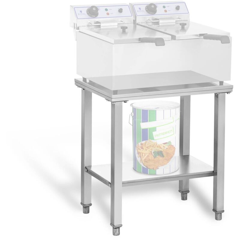foto del prodotto royal catering ripiano inox per friggitrice doppia 62 x 42 cm acciaio inossidabile 2 ripiani