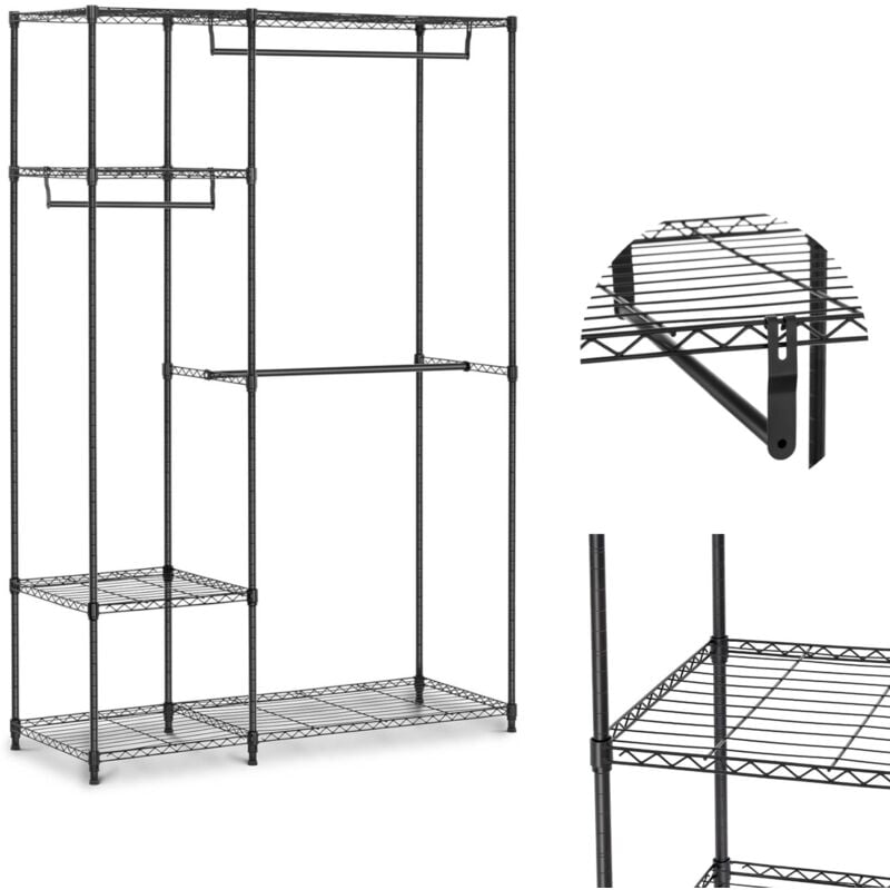 foto del prodotto royal catering stand appendiabiti in filo metallico stand abiti per vestiti nero metallo 270kg