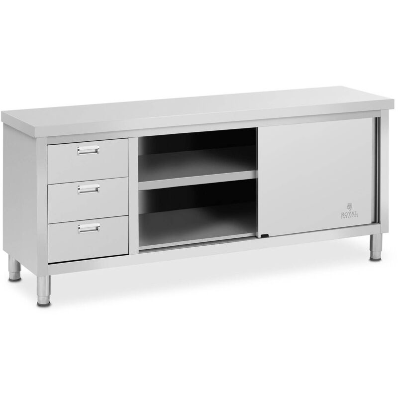 foto del prodotto royal catering tavolo armadiato inox con ante scorrevoli rcsscb 200x60 s 200x60 600 kg