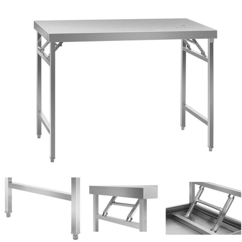 foto del prodotto royal catering tavolo inox pieghevole tavolo da lavoro per gastronomia richiudibile 120 x 60 cm
