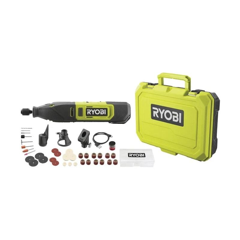 foto del prodotto rrt12-120ba3/35 mini utensile multifunzione - 12v - 1 batteria 2.0ah - 1 cavo usb c - 35 accessori - ryobi