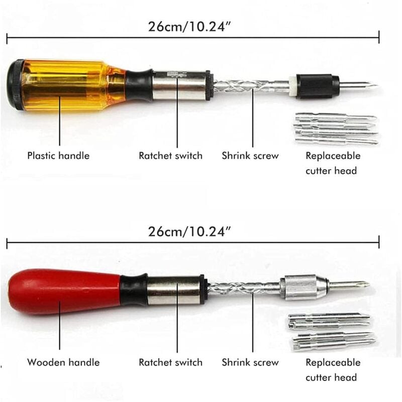 foto del prodotto rubberskin ej.life cacciavite a cricchetto topiky push pull, cacciavite a cricchetto a spirale semiautomatico con 5 teste intercambiabili, asta a