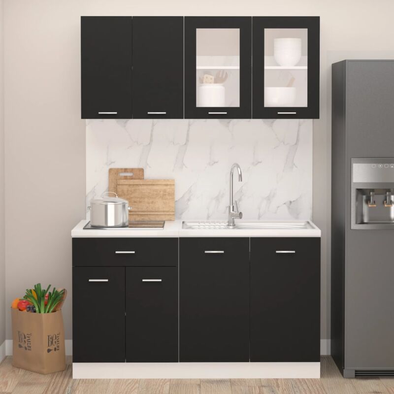 foto del prodotto rubberskin furniture limited set armadi da cucina 4 pz nero in truciolato