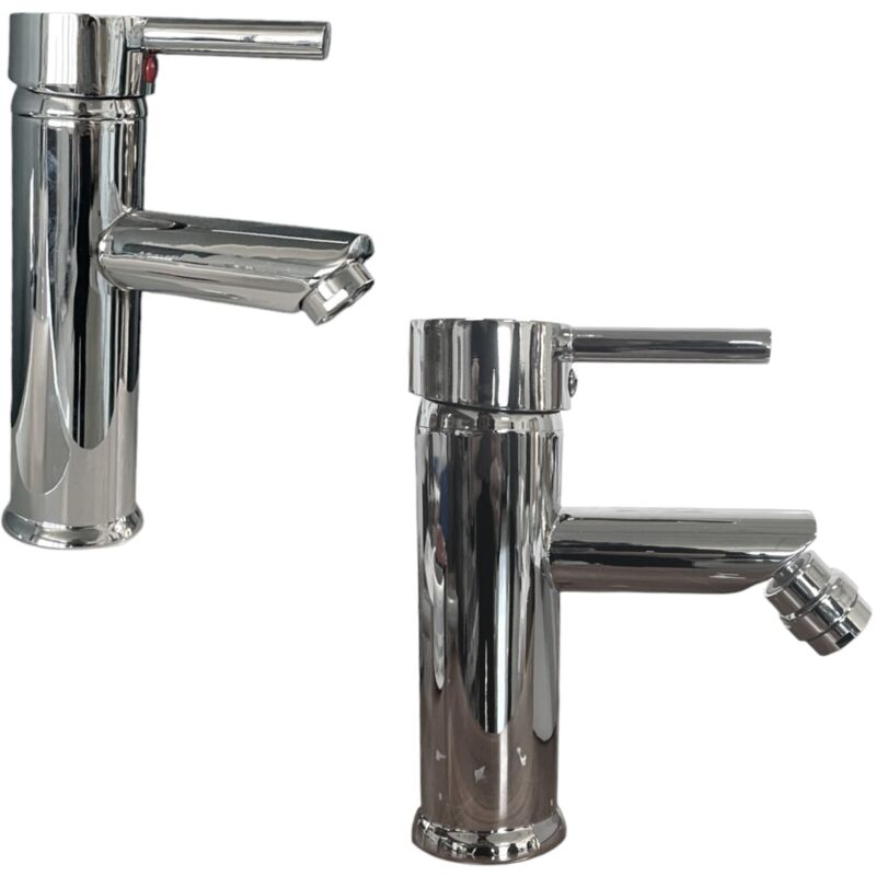 foto del prodotto rubinetteria completa bagno lavabo e bidet moderni serie completa