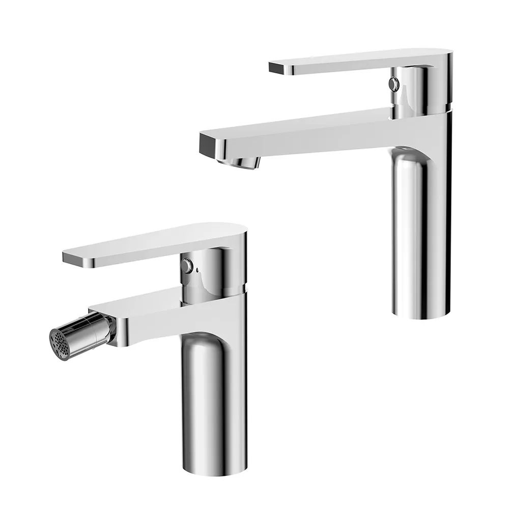 foto del prodotto rubinetti bagno in set per lavabo e bidet cromati recta