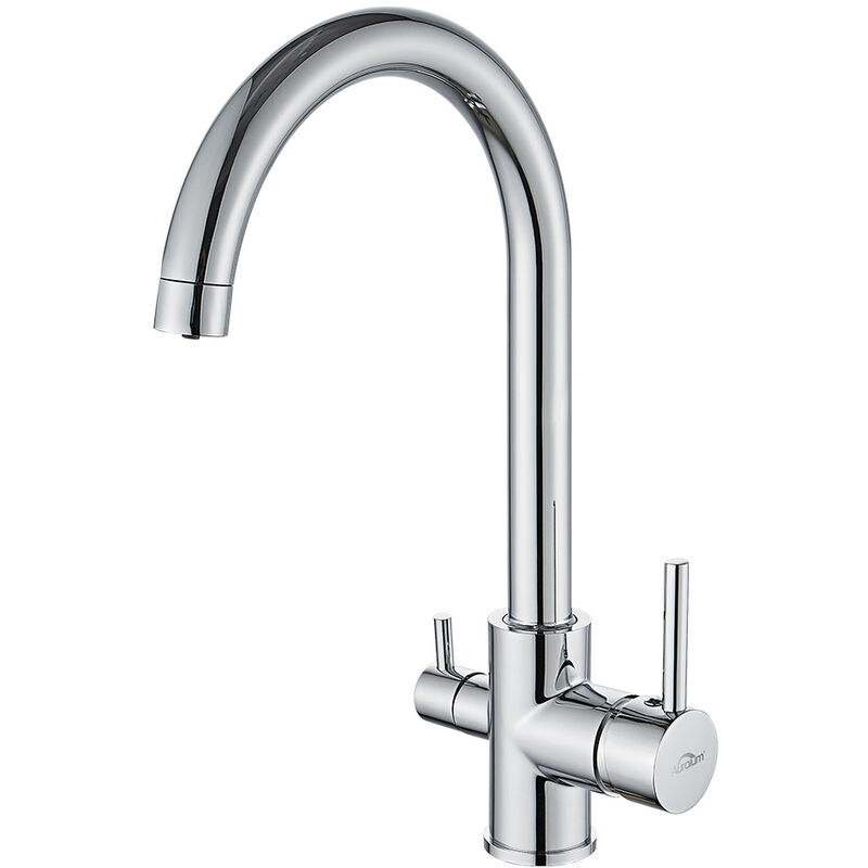 foto del prodotto rubinetti da cucina 3 vie per sistemi osmosi, girevole a 360 miscelatori monocomando cucina lavello, acqua calda e fredda