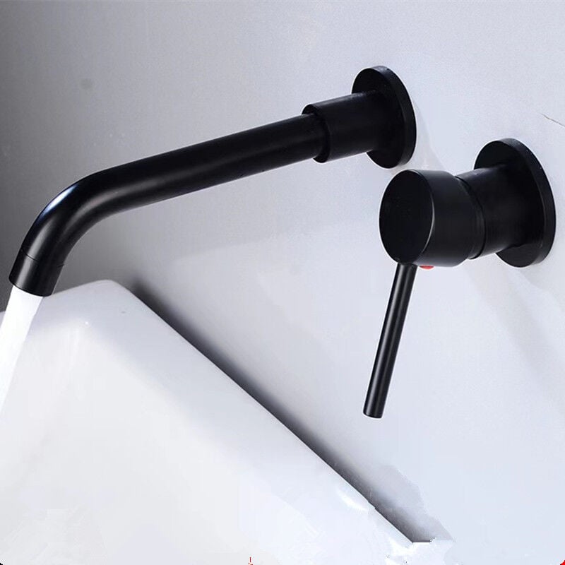 foto del prodotto rubinetti per lavabo in ottone nascosti, miscelatore per acqua calda e fredda, nero opaco