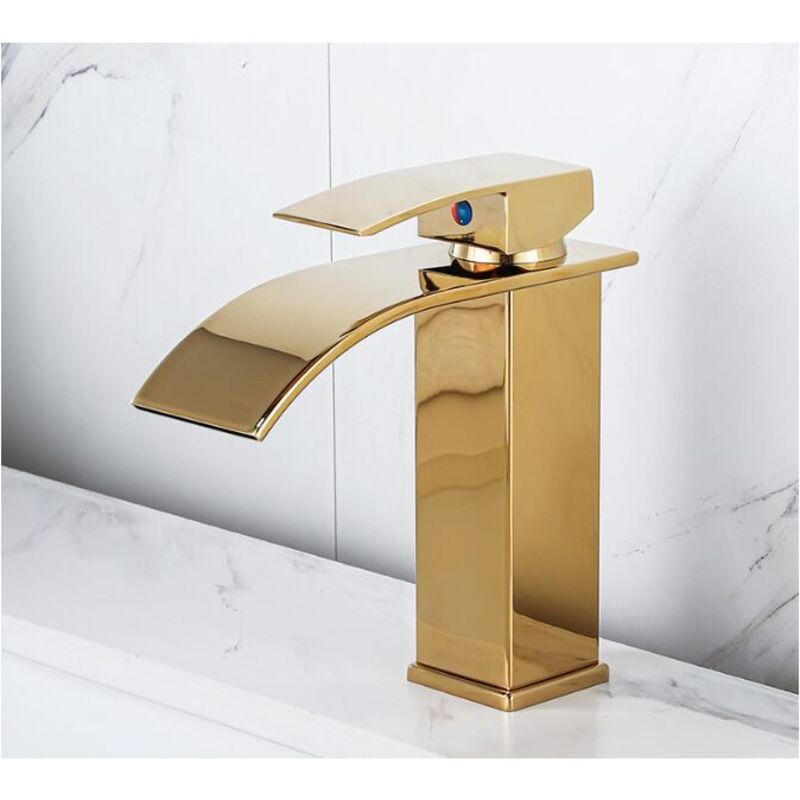 foto del prodotto rubinetto a cascata laccato caldo e freddo lavabo da appoggio wc mobili da bagno rubinetto monoforo rubinetto a cascata per lavabo, miscelatore a