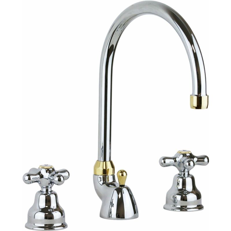 foto del prodotto rubinetto a doppia leva installazione 3 fori colore cromo oro paffoni iris irv057co cromo oro iris